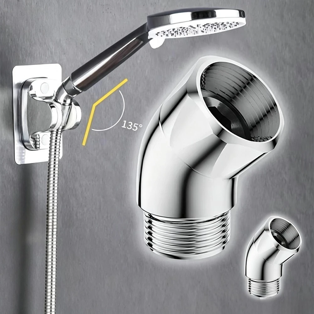 135 Degree Shower Head Elbow Adapter Universal G1/2 Angle Extender Connector Shower Arm Extension Pipe Fitting for Bathroom Tub