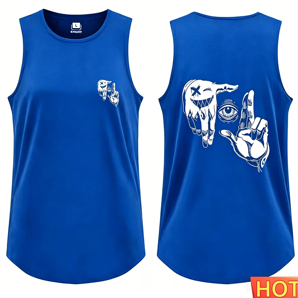Summer Men's Sleeveless T-shirt Polyester men's t-shirts and tank tops Breathable Graphic vest Pattern Printed fitness vest tops