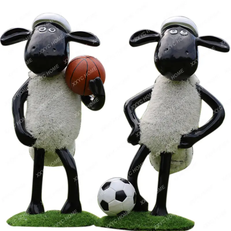 

Outdoor Cartoon Flocking Turf Sheep Landscaping Landscape Park Lawn Garden Animal Sculptured Ornaments