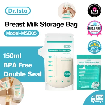 Dr.isla 일회용 모유 보관 가방, 냉동 우유 보관 가방, BPA 프리, 150ml 용량, 30 개