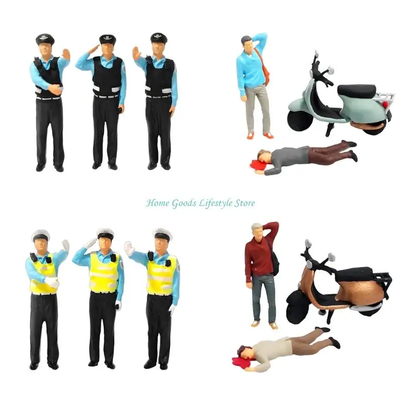 E74E 1:64 Scale Miniature Cop Figure Drunk Driving Scene For Dioramas And Model Display With Resin Design