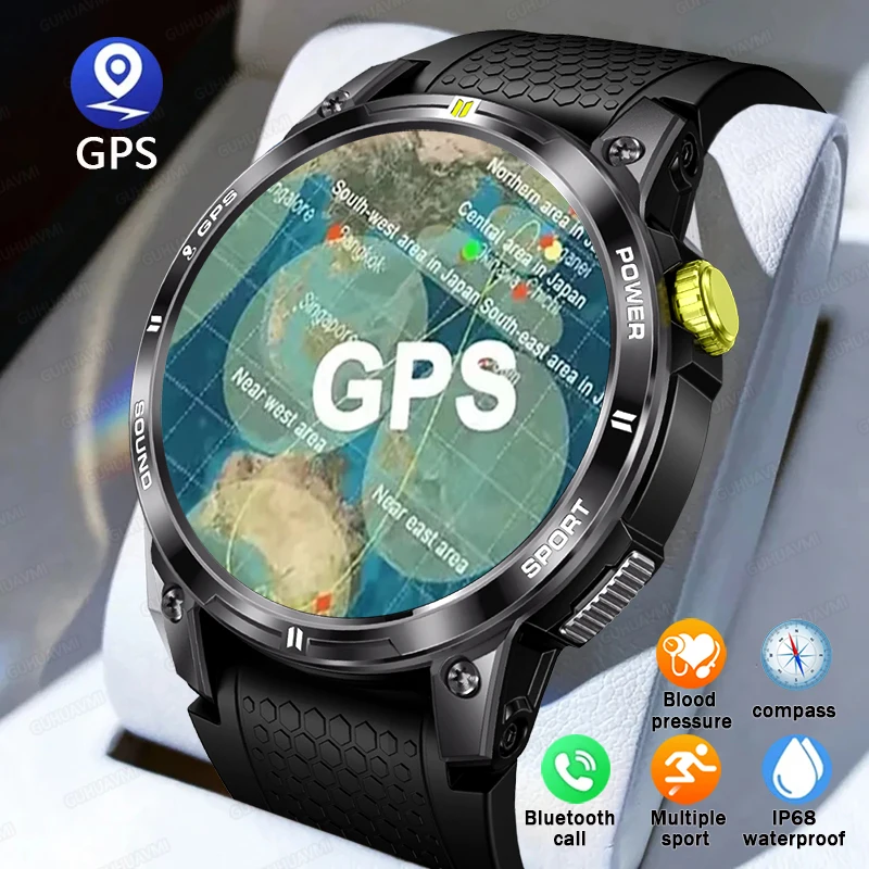 2024 New GPS Smart Watch Men AMOLED HD Screen Heart Rate Blood Pressure Bluetooth Call Waterproof Motion Clock For Huawei Xiaomi