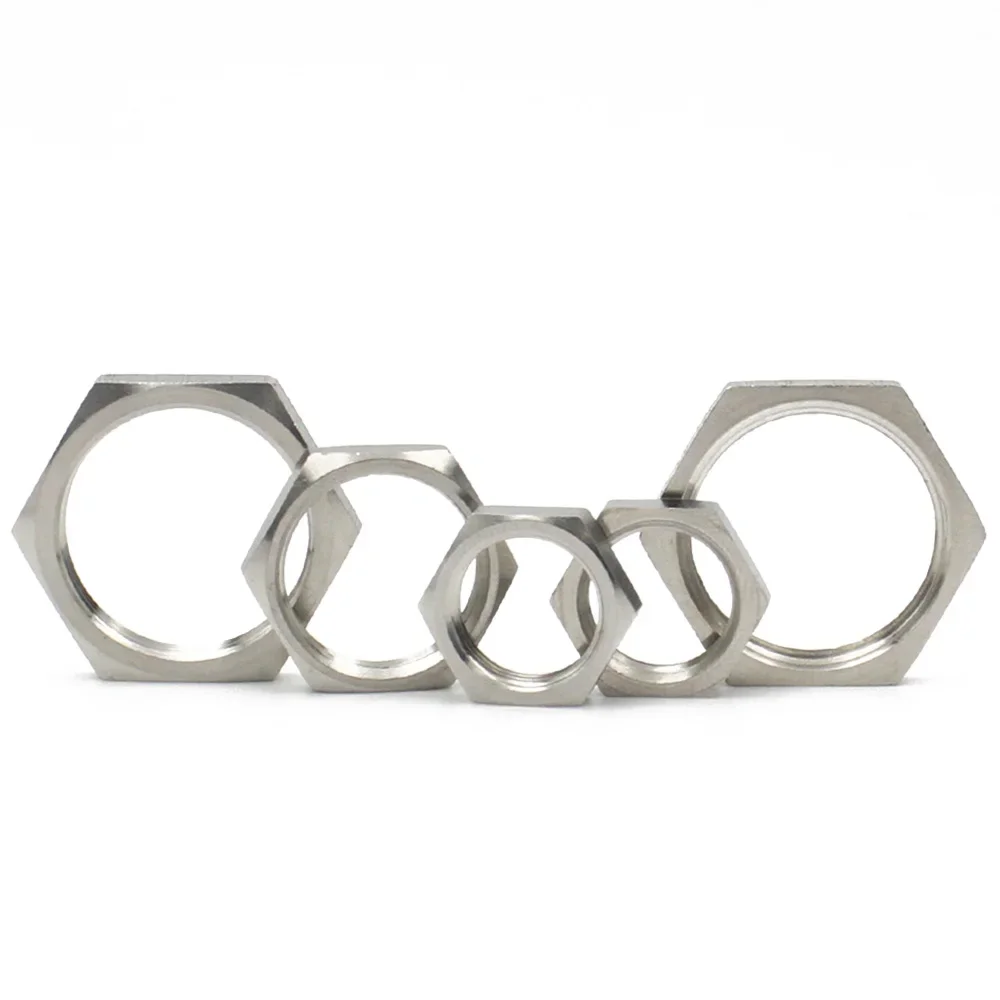 5pcs 304 Stainless Steel Hex Lock Nut M8 M10 M12 M14 M16 M18 M20 M22 M24 M25 -M40 Pipe Fitting Pitch 1mm 1.5mm Metric Female