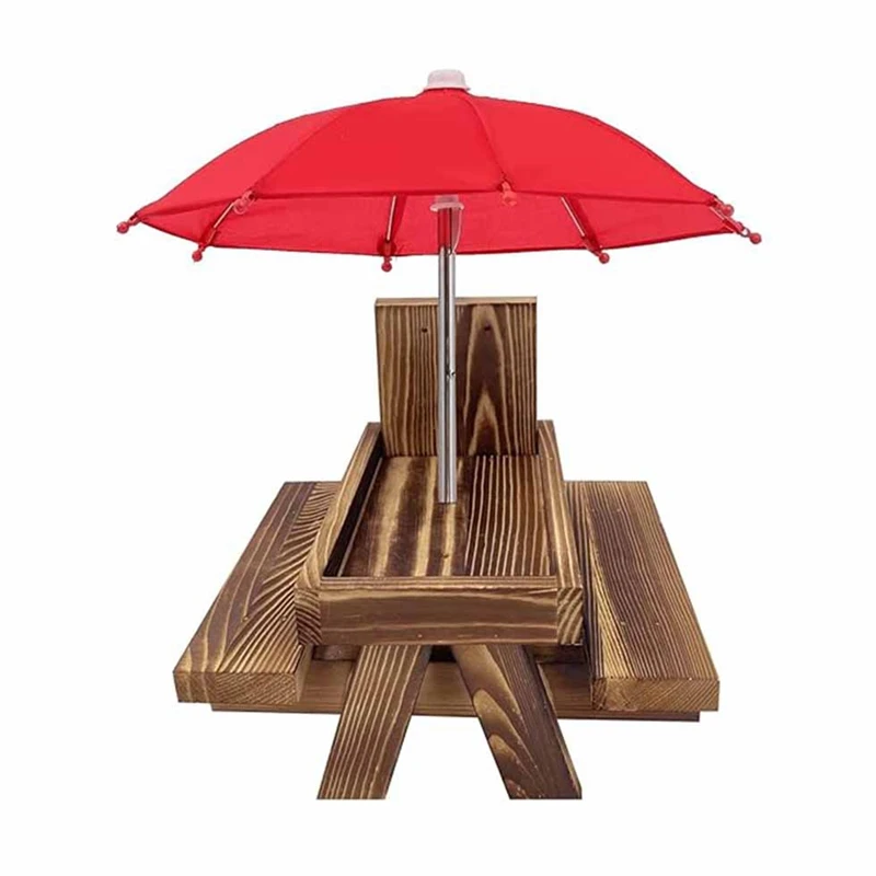 Squirrel Feeder Picnic Table With Umbrella,Wooden Squirrel Feeders For Outside,Cute Chipmunk Feeder+Solid Structure Easy To Use