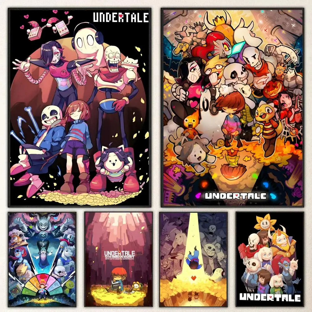 Game Undertale Poster Self-adhesive Art Waterproof Paper Sticker Coffee House Bar Room Wall Decor