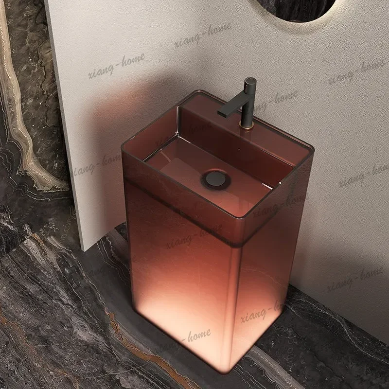 Column basin Transparent color floor wash basin Square resin wash basin