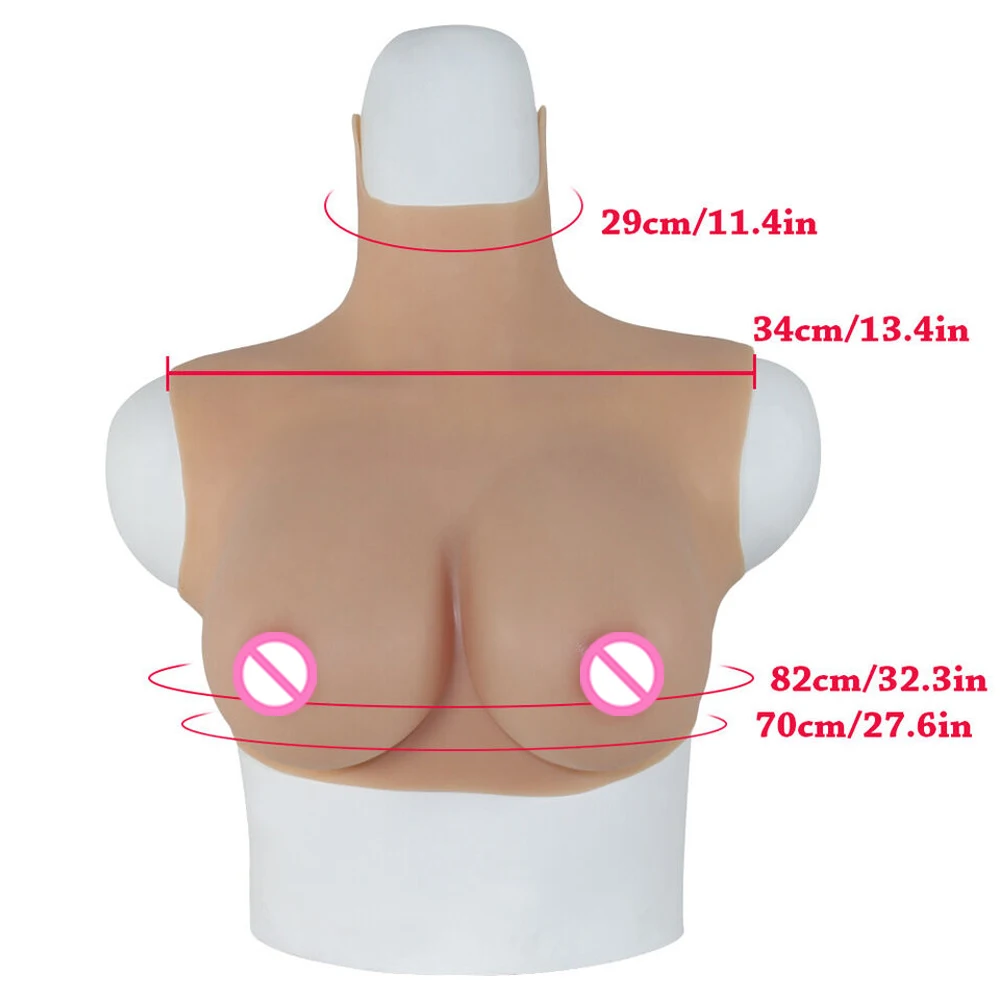 C Cup High Collar Fake Boobs Silicone Breasts Forms for Mastectomy Breast Cancer Patient Realistic Tits Wearable Artifical Chest