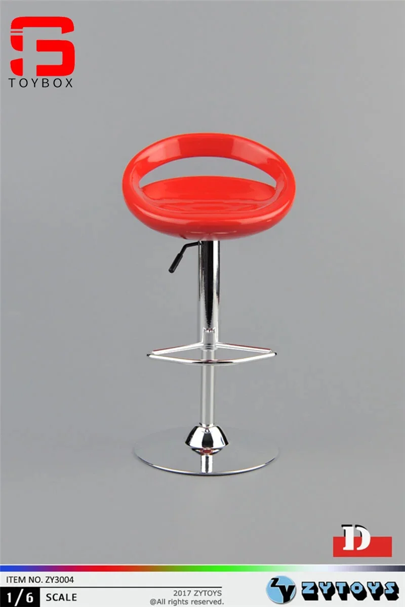 Zytoys zy3004 1/6 cadeiras de barra giratórias vermelhas, 6cm de altura, modelo de assento, acessórios de cena, cabem no corpo de figura de ação de 12 ''