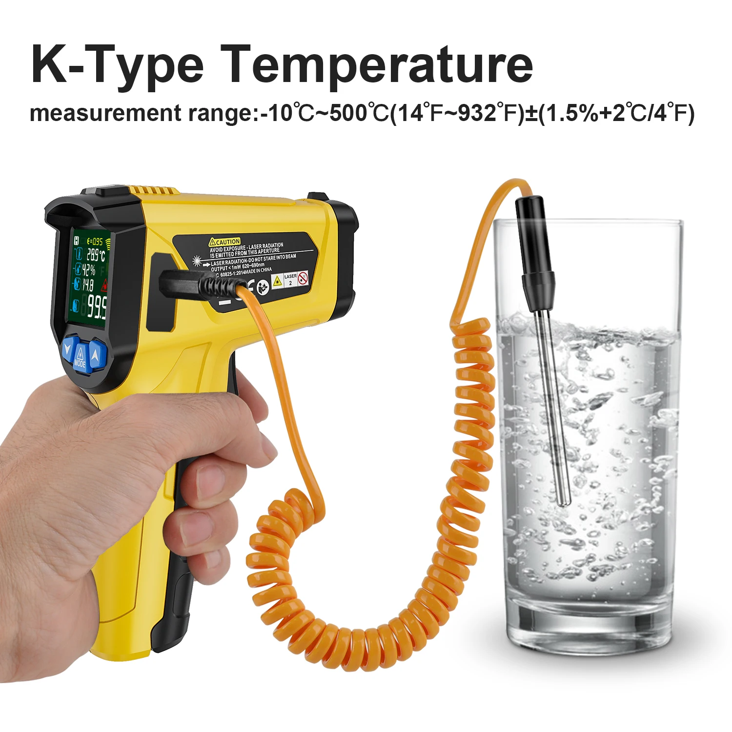 MESTEK termometr na podczerwień 800 stopni lub 1472 fahrenheita wysokiej temperatury miernik kolorowy ekran IR serii cyfrowy termometr