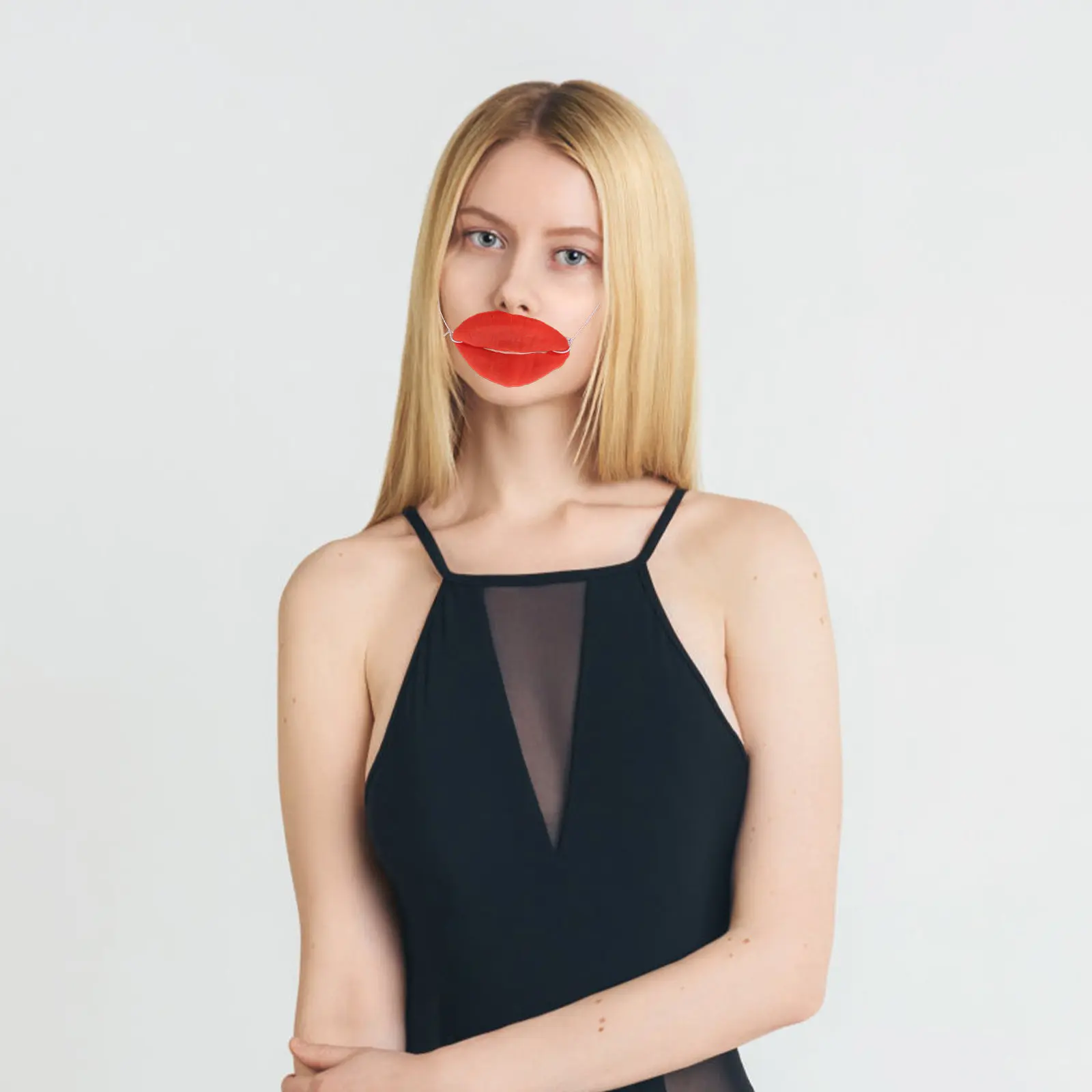 

Funny Cartoon Red Lips Sausage Mouth Halloween Decor - Reusable Latex Lip Mask for Party Festival Costume Dance Decoration Props