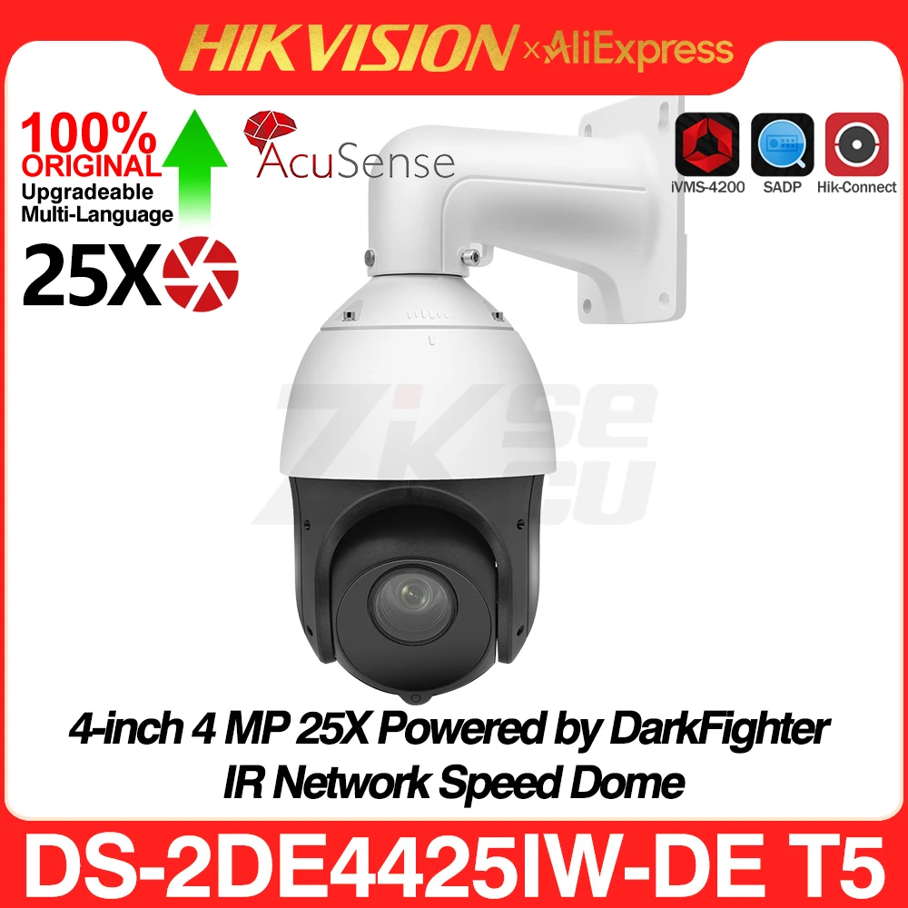 Hikvision DS-2DE4425IW-DE(T5) Original 4inch 4MP 25X DarkFighter Network Speed PTZ Deep Learning 100m IR Audio&Alarm I/O SD Slot