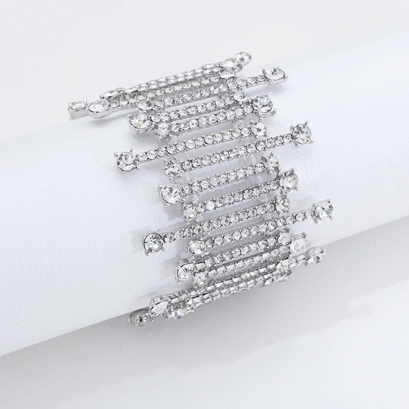 Multi-layer Full Drill Arm Around Bracelets & Bangles For Women Wedding Gift Shine Silver Plated Rhinestone Bangles Jewelry