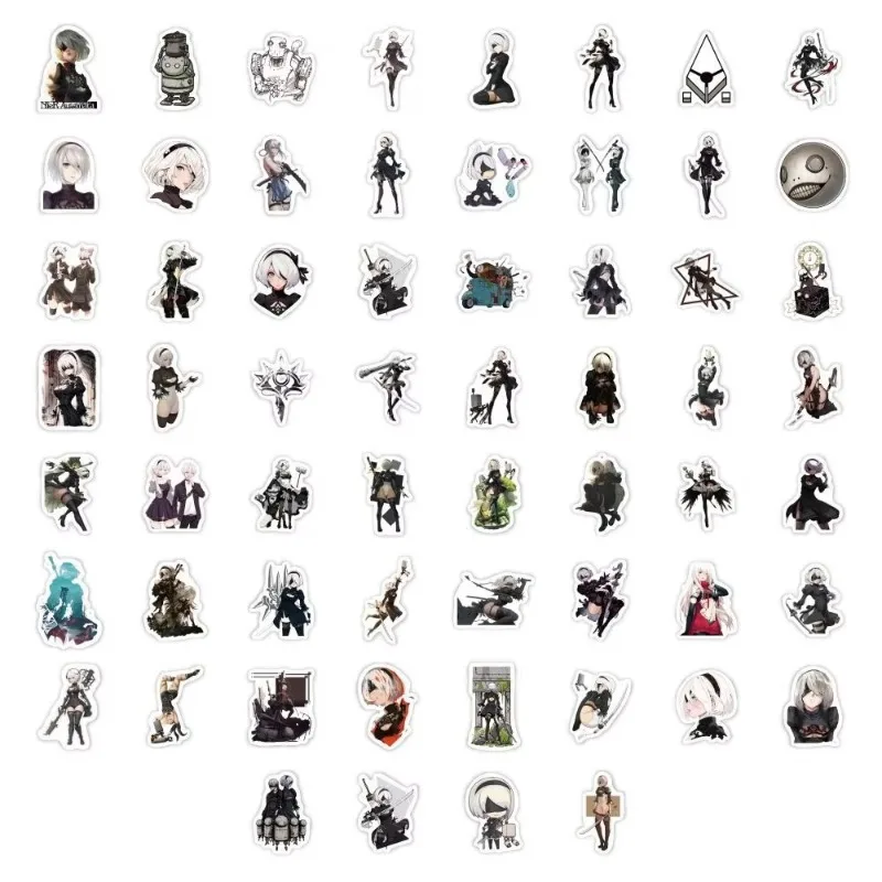 60Pcs/Set Anime NieR Mechanical Era Graffiti Stickers Cartoon Characters Phone Laptop Handbook Skateboard DIY Sticker Decal Toy