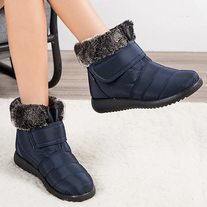 Bottes de neige décontractées pour femmes, chaussures à plateforme pour dames, peluche, garder au chaud, doux, plat, hiver