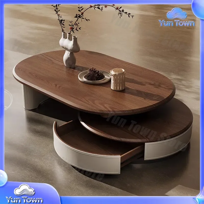 for Medieval Style Telescopic Round Coffee Table for Small Apartment Modern Simple Living Room Retro Light Luxury Internet