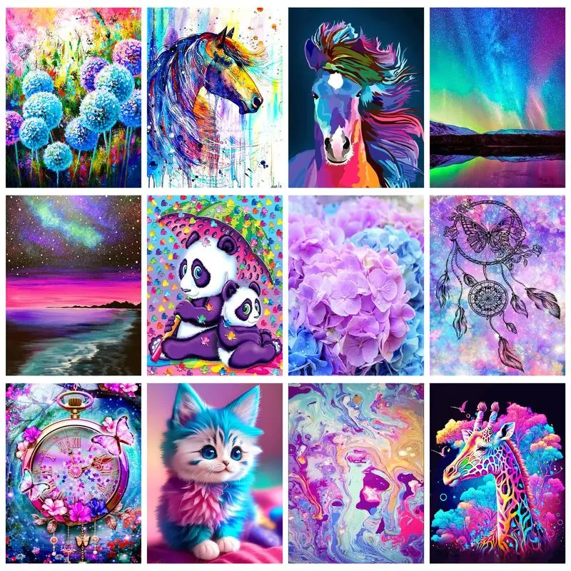 

RUOPOTY Giraffe Diy Paint By Numbers Kits Animals Modern Acrylic Paint On Canvas For Adults Handpainted Numbers For Home Decors