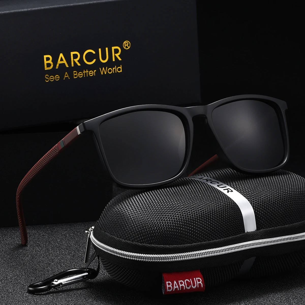 BARCUR Klassische Basic-Sonnenbrille, quadratischer Rahmen, Modeaccessoires, Einzelartikel, Anti-UV-Reduzierung, Blendung, Markenverpackung