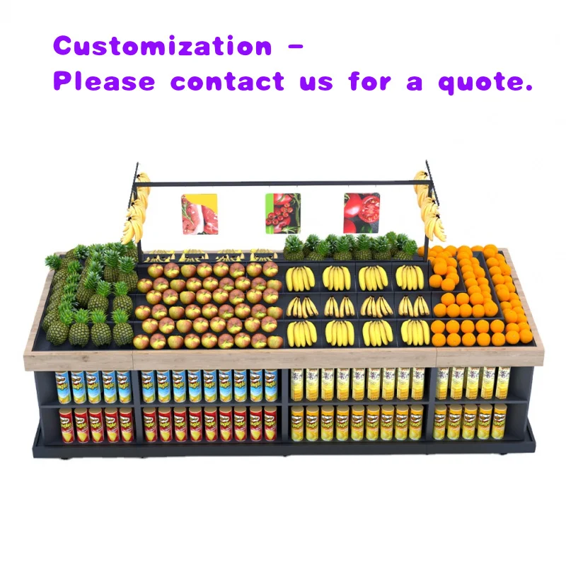 custom.Modern Factory Price Commercial Fruit Vegetable Produce Stand Display Table Supermarket