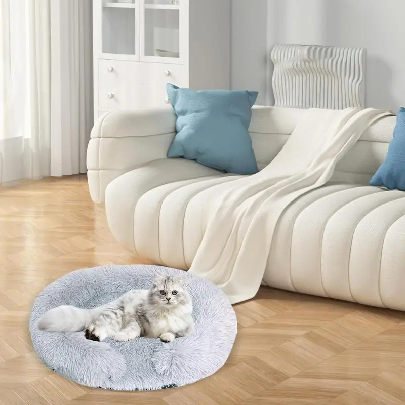 Heated Pet Bed USB Pet Heating Pads For Cats Adjustable Temperature Control Round Kitty Heating Bed Soft Electric Cat Bed With 5