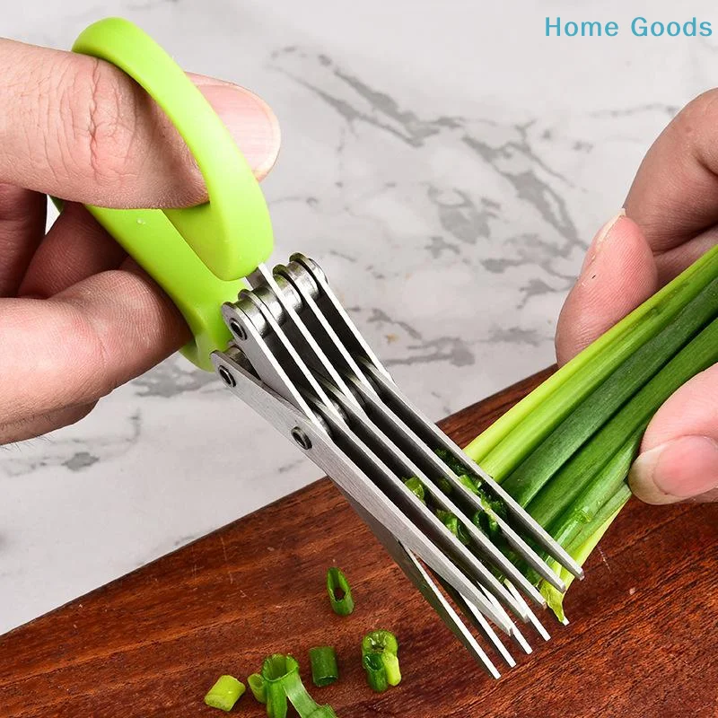 preferredMultifunctional 3/5 Layer Stainless Steel Kitchen Scissors Sharp Scallion Cutter for Home Kitchen Daily Food Prep