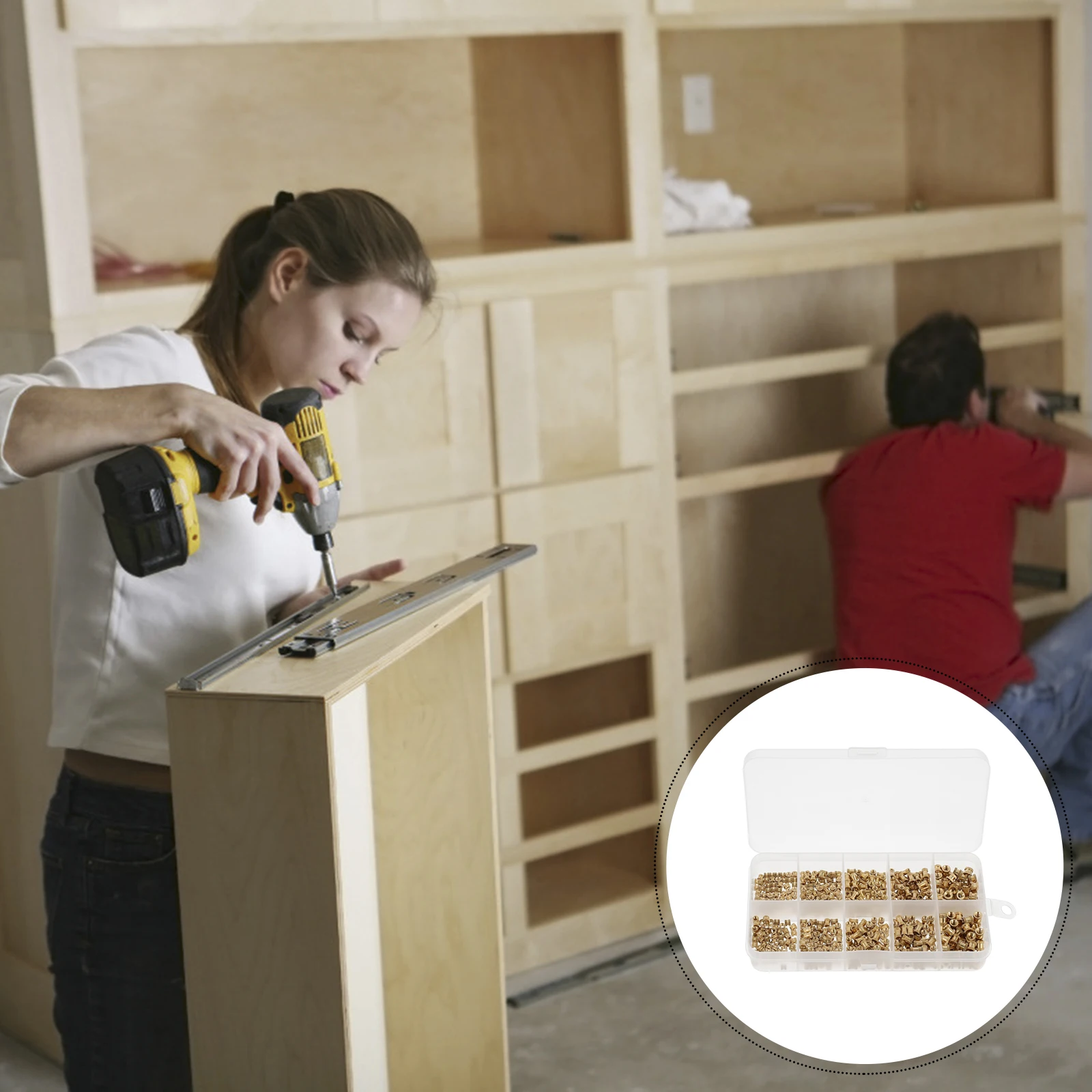 

500 Pcs Copper Column Threaded Inserts Knurled Nuts Furniture Fastener Wood Screw Zinc Alloy Hardwood Pine Plywood
