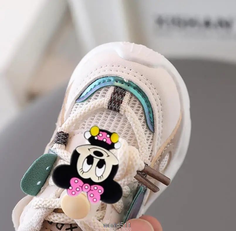 Disney Mickey Mouse Children Sneakers Autumn Unisex 2 Colors Trendy Kids Casual Shoes Sporty Leisure 15-25 Boys Girls Board Shoe