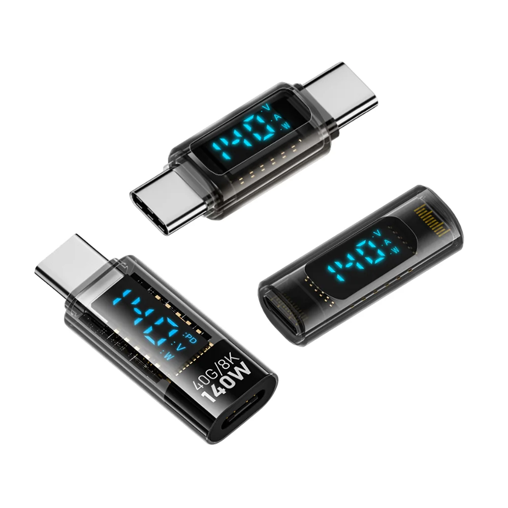 

140W USB C to C Extender Adapter with LED Digital Display Fast Charging Connector 20Gbps Data Transfer for Laptop Phone Tablet
