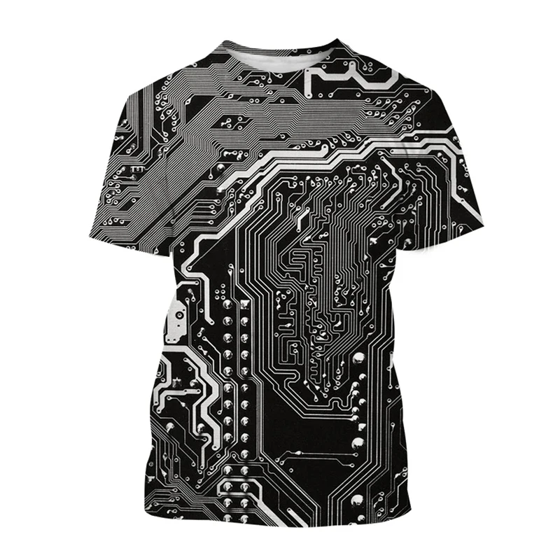 Microchip Texture Electronic CPU 3D Print T-Shirts Men Woman Short Sleeve T Shirt Hip Hop Oversized Harajuku Tees Tops Clothing