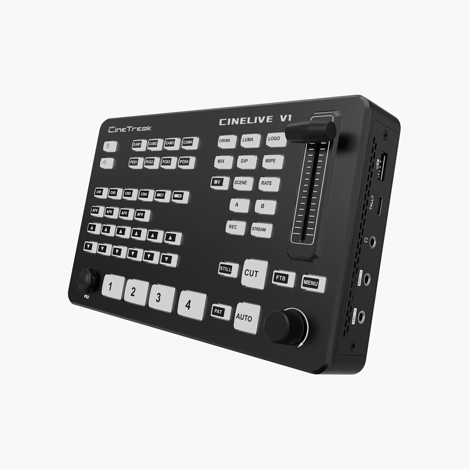 Cinetreak Cinelive V1 FHD Multi-format Video Mixer Switcher 4-CH HDMI-compatible Live-Streaming Switcher with PTZ Camera Control