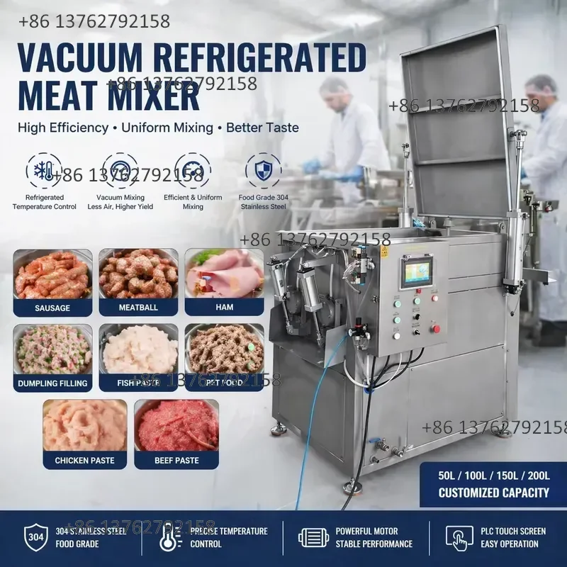 【2026】 Automatic High Efficiency CE ISO Certified 220V/380V Vacuum Cooling Mixing Machine for Meat Sausage Filling