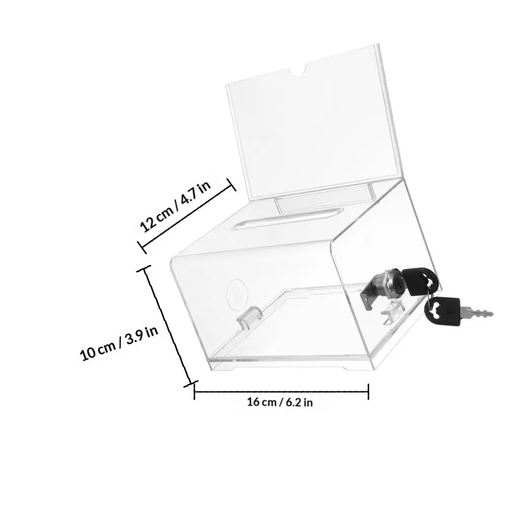 2Pcs Transparent Business Card Box Sturdy Acrylic Suggestion Donation Box Ideal for Office Fundraising Raffle Ballot Card