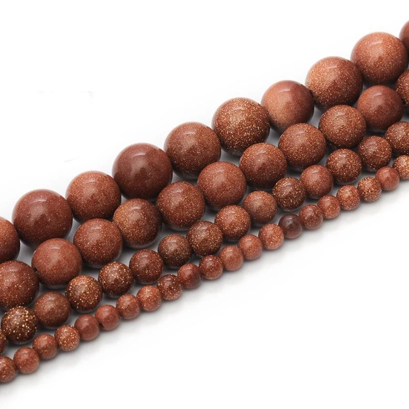 

Natural Goldsand Stone Loose Beads For Jewelry DIY 4mm -12mm 5 Strands/pack