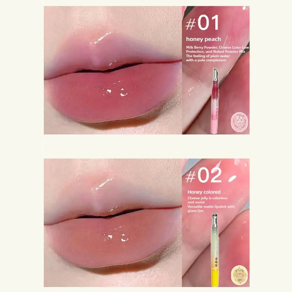 Water Mirror Lip Glaze Peach Berry Color Moisturizing Lip Balm Non-sticky Lasting Lipstick Strawberry Color Dudu Plumping Lip Gl