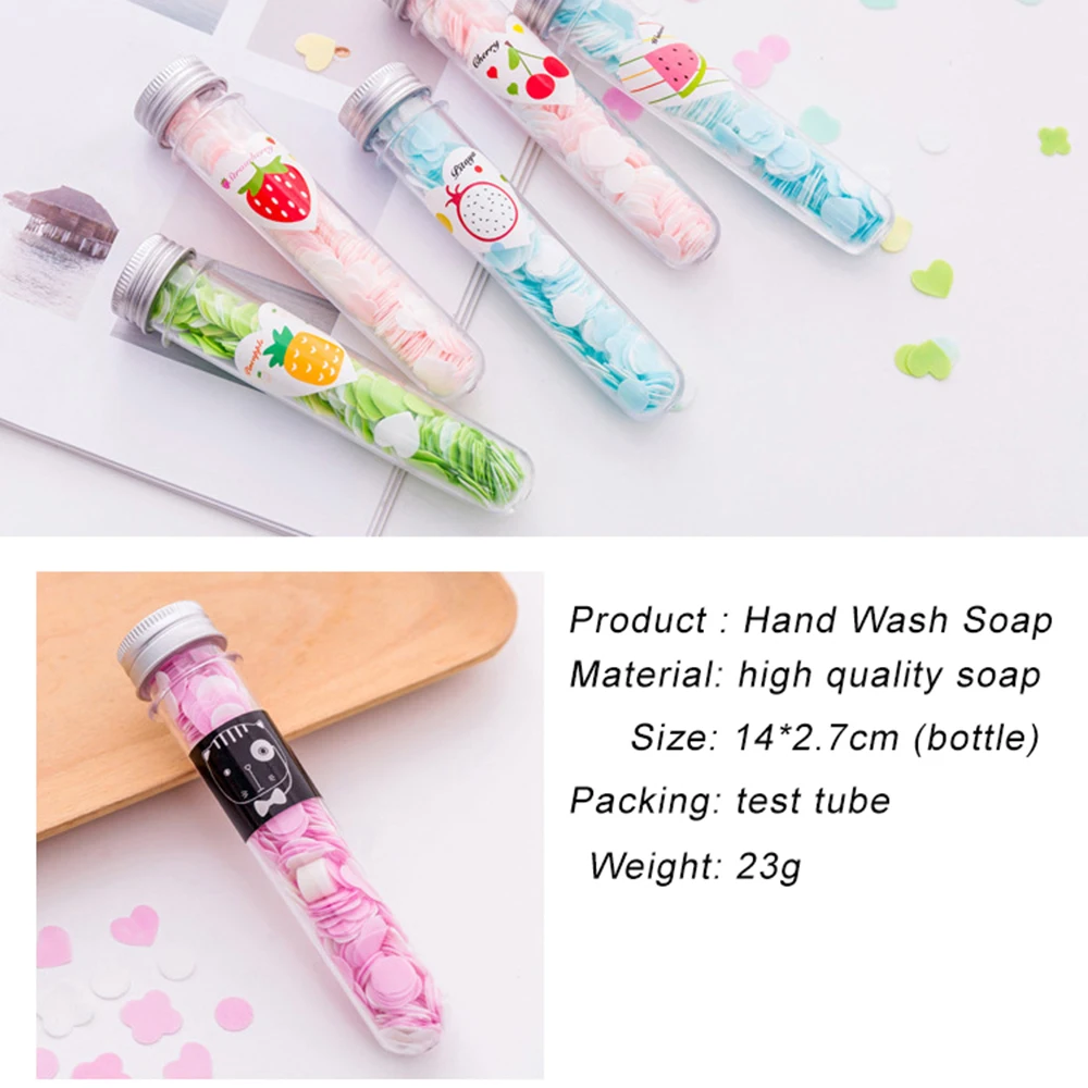 1~10PCS Cartoon Flower Fruit Flavor Cleaning Soap Paper Mini Outdoor Home Hand Washing Confetti Sheet Foaming Clean Slice Case