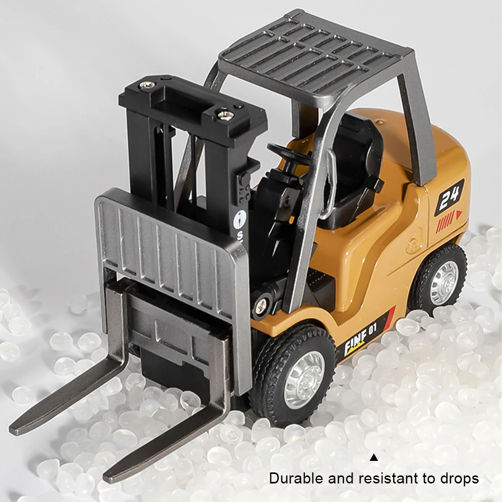 رافعة شوكية صغيرة مصنوعة من خليط معدني بنسبة كاملة 1:64 تعمل بالتحكم عن بعد سيارة هندسية كهربائية نموذج هدية للأولاد