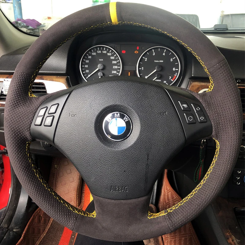 Customize DIY Soft And Comfortable Suede Leather Car Steering Wheel Cover For BMW 530 523 523li 525 520li 535 545i E60