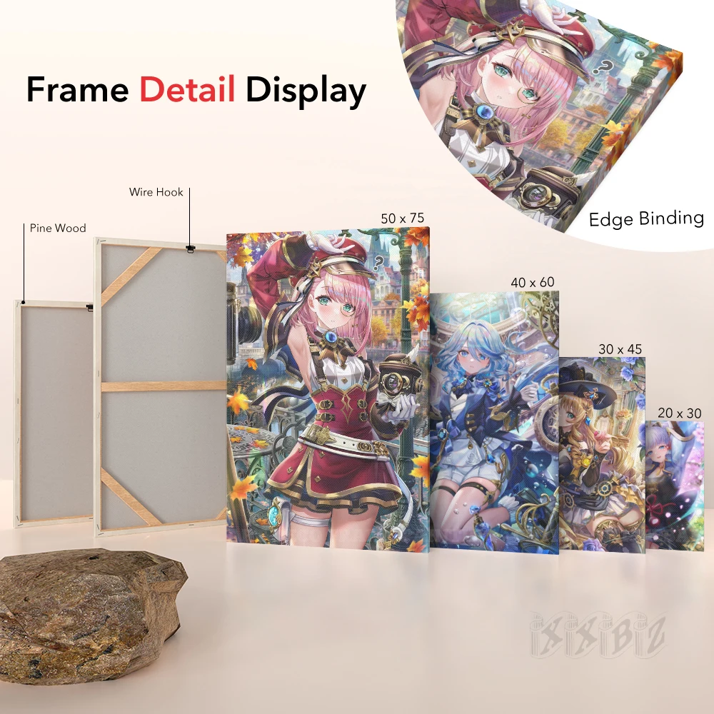 Game Wall Art Canvas Paintings Pictures Prints Anime Role Poster Home Decoration For Living Room With Framework Genshin Impact