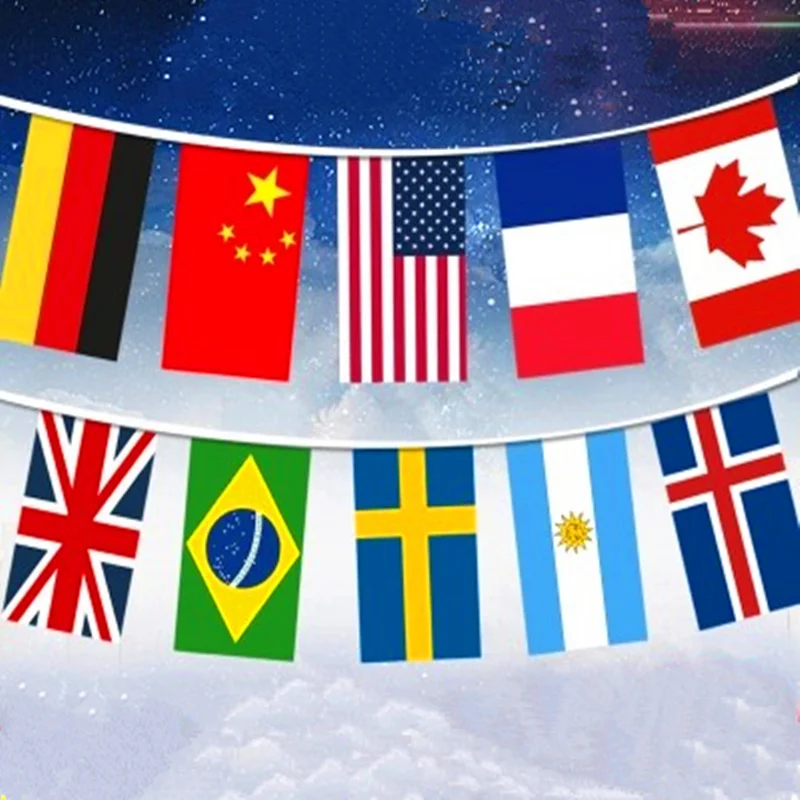 50/100/200  different countries World Flags 14x21cm Foreign Hanging National Flag Banner International Rainbow Flag For Party 