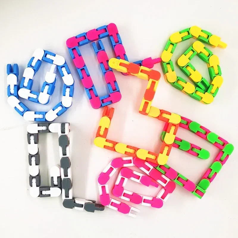 4PCS 24 Sections Warcky Tracks Folding Chain Track Gadgets Anti-stress Toys Kids Adult Stress Relief Gift Fidget Sensory Toys