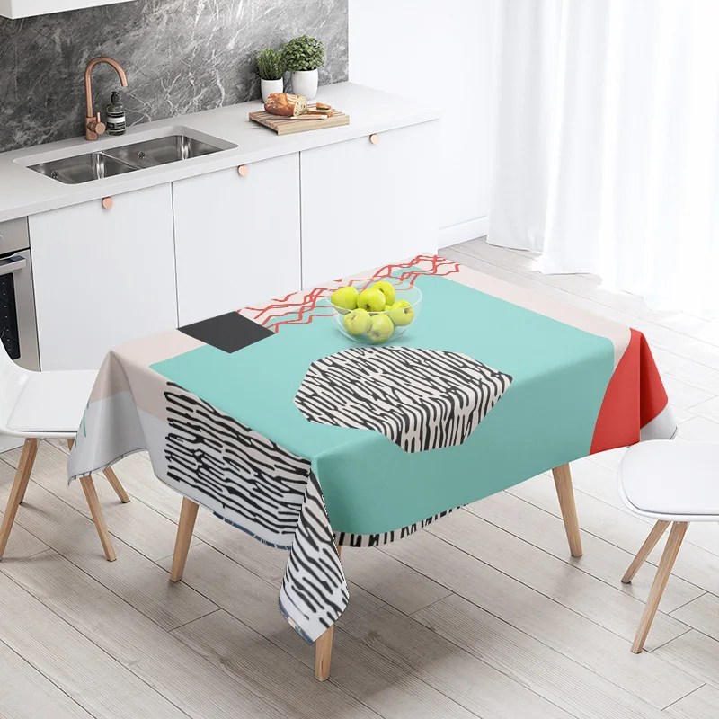 مجردة هندسية مفرش المائدة مقاوم للماء مقاومة للبقع الطرف الديكور مطعم مقهى طاولة طعام مفارش المائدة 140X200cm