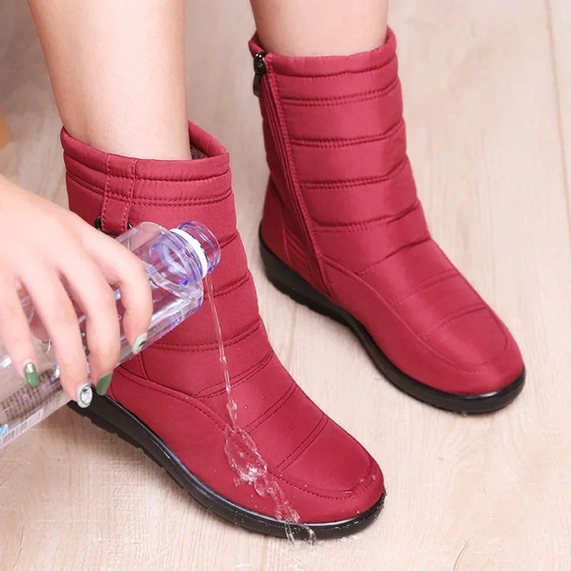 Waterproof Women Boots Winter Shoes Platform Wedge Snow Boots Comfort Thick Plush Warm Ankle Boots Female Mujer Sneakers Women