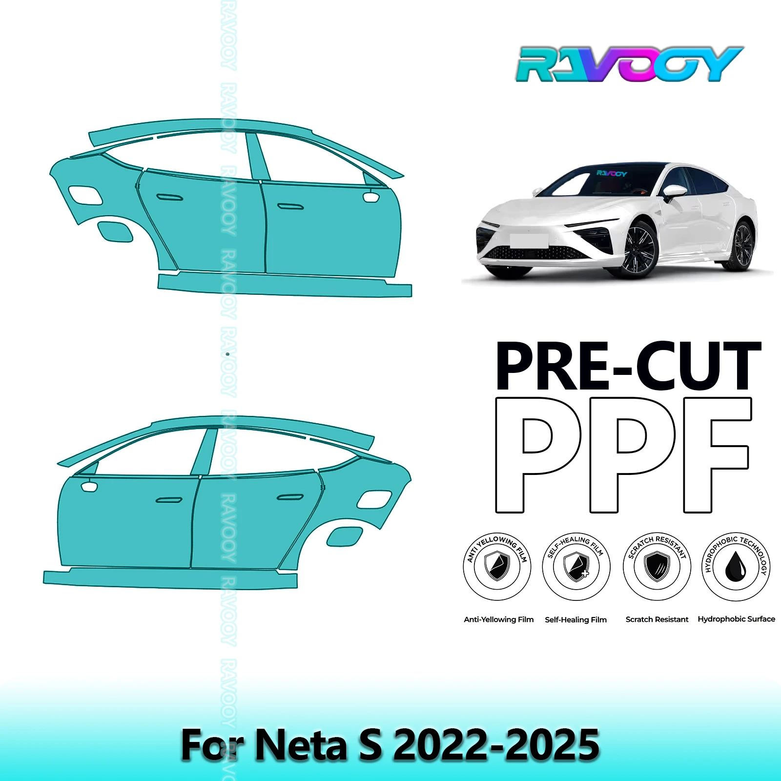 

For Neta S 2022-2025 8.5mil Clear Matte Pre-Cut PPF Door & A/B Pillar Kit TPU Paint Protection Film Set