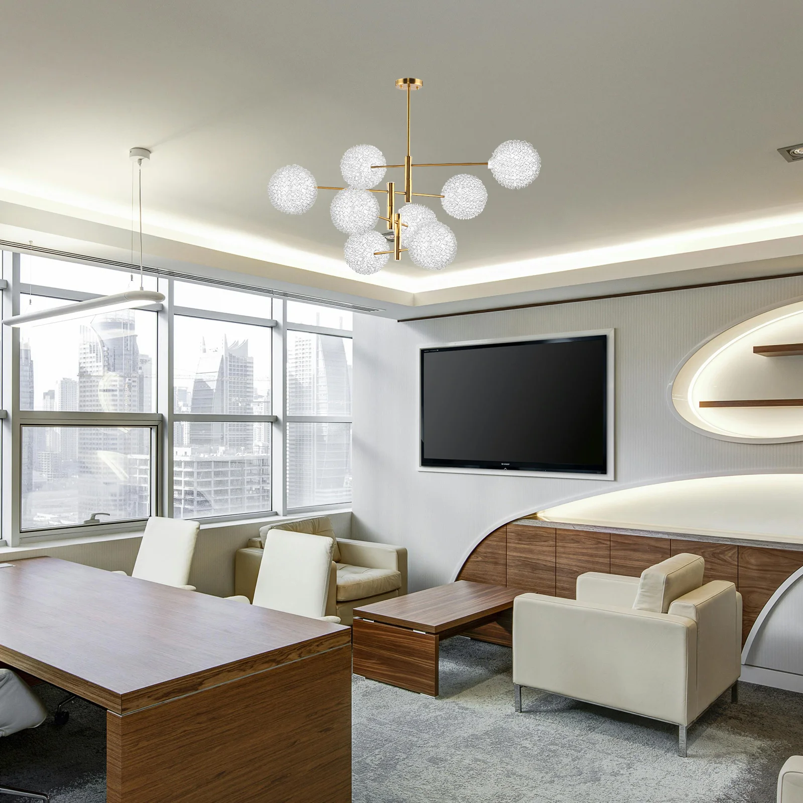 عاكس الضوء سلكي من الألومنيوم G4 تصميم حديث من الزجاج الشفاف متوافق مع مصابيح معلقة لأرضية الطاولة وغطاء خفيف مزخرف للمنزل