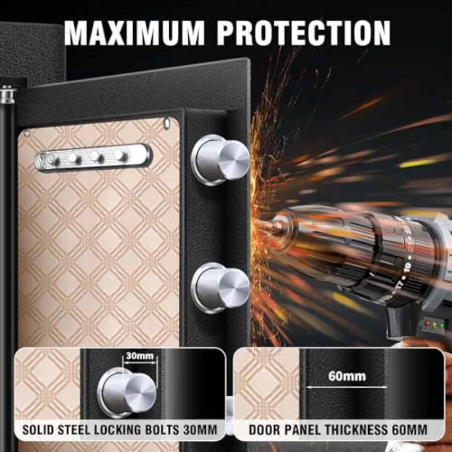 8.4 CuFt Heavy Duty Home Safe Box with Secure Digital Keypad Key Lock LCD Screen Removable Shelf and Sensor Light for Secure St