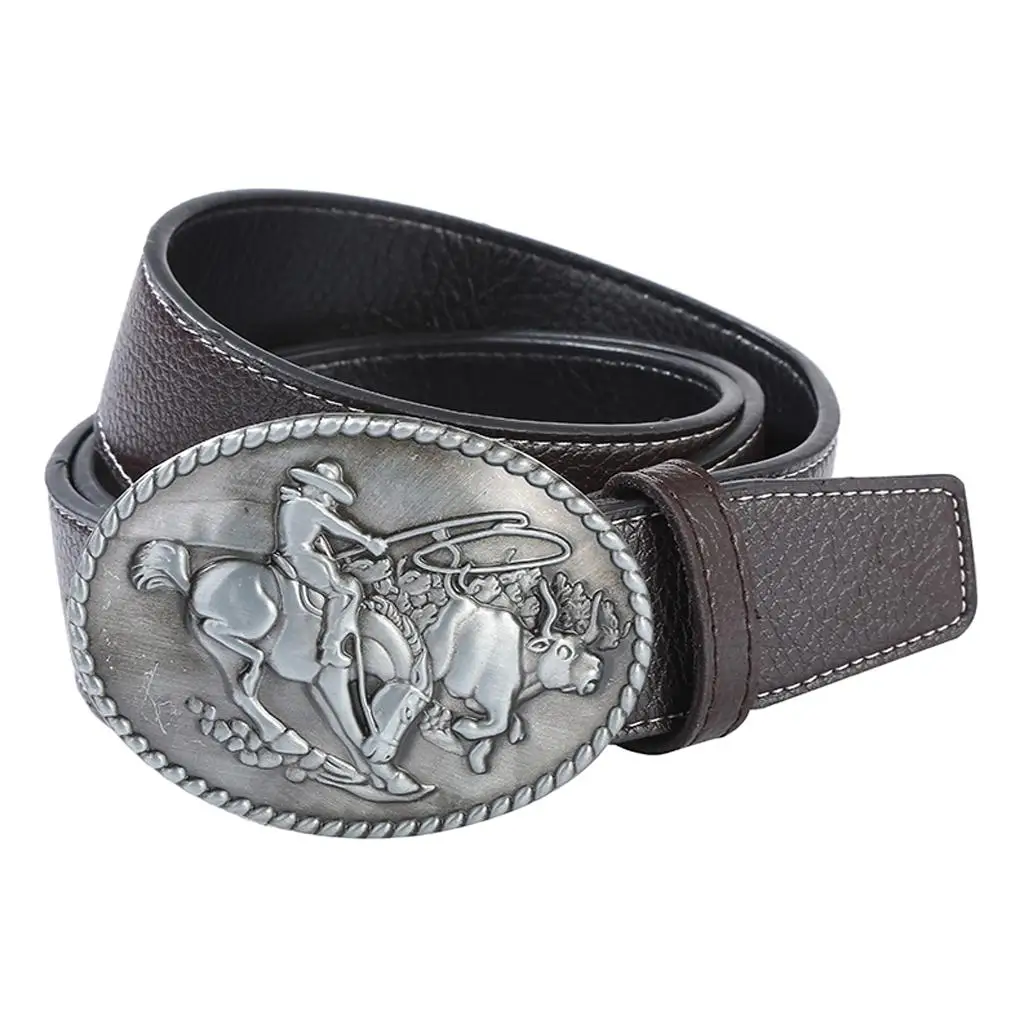 ريترو رجل الغربية جلد كاوبوي رايدر مشبك معدني حزام الخصر