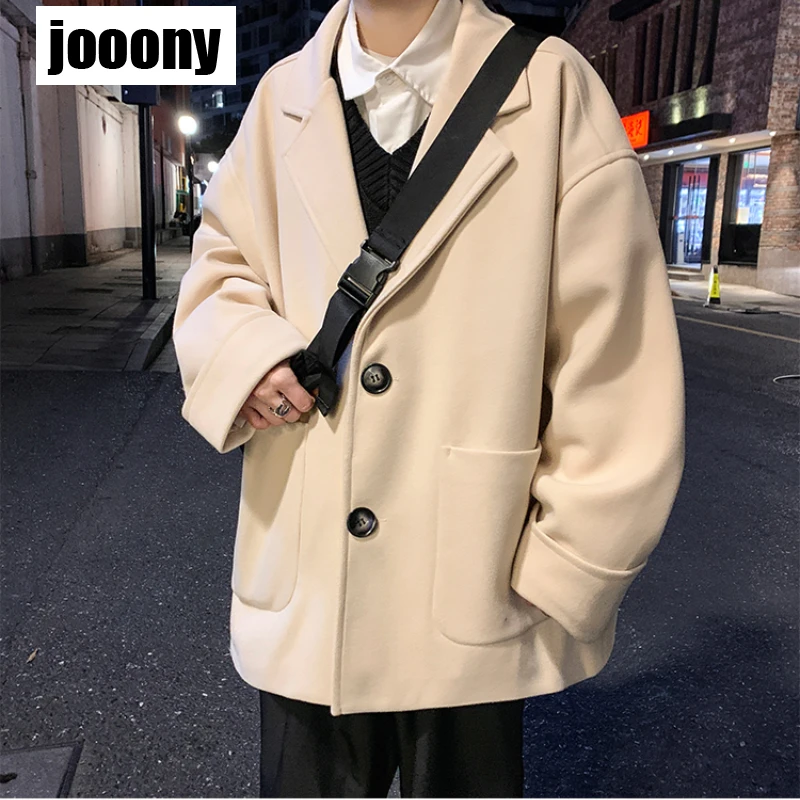 Long Sleeve Solid Color Casual Korean stytle Coat Autumn Winter Clothing Men's Single-breasted  Basic Classic Coat Basic Daily