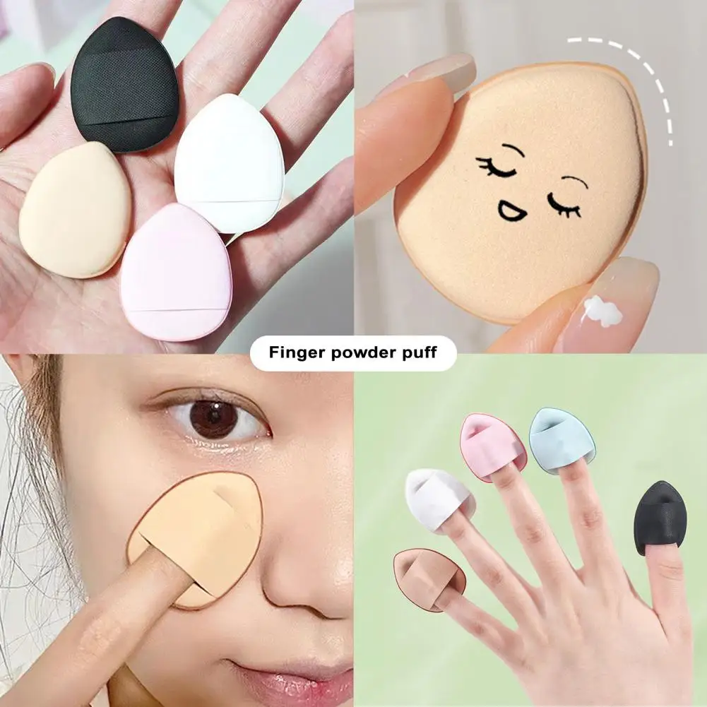 Gemakkelijk Te Reinigen Vinger Poeder Puffs Zachte Elastische Mini Vinger Poeder Puffs Lichtgewicht Make-Up Sponzen Voor Dekking 5 Stuks/12 Stuks