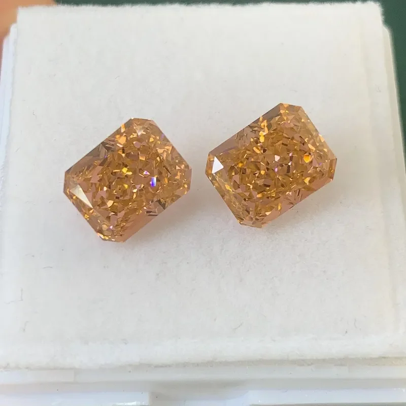 Pirmiana Morgan Orange Color Radiant Cut Crushed Ice Cutting Cubic Zirconia Stone for Light Luxury  Jewelry Making