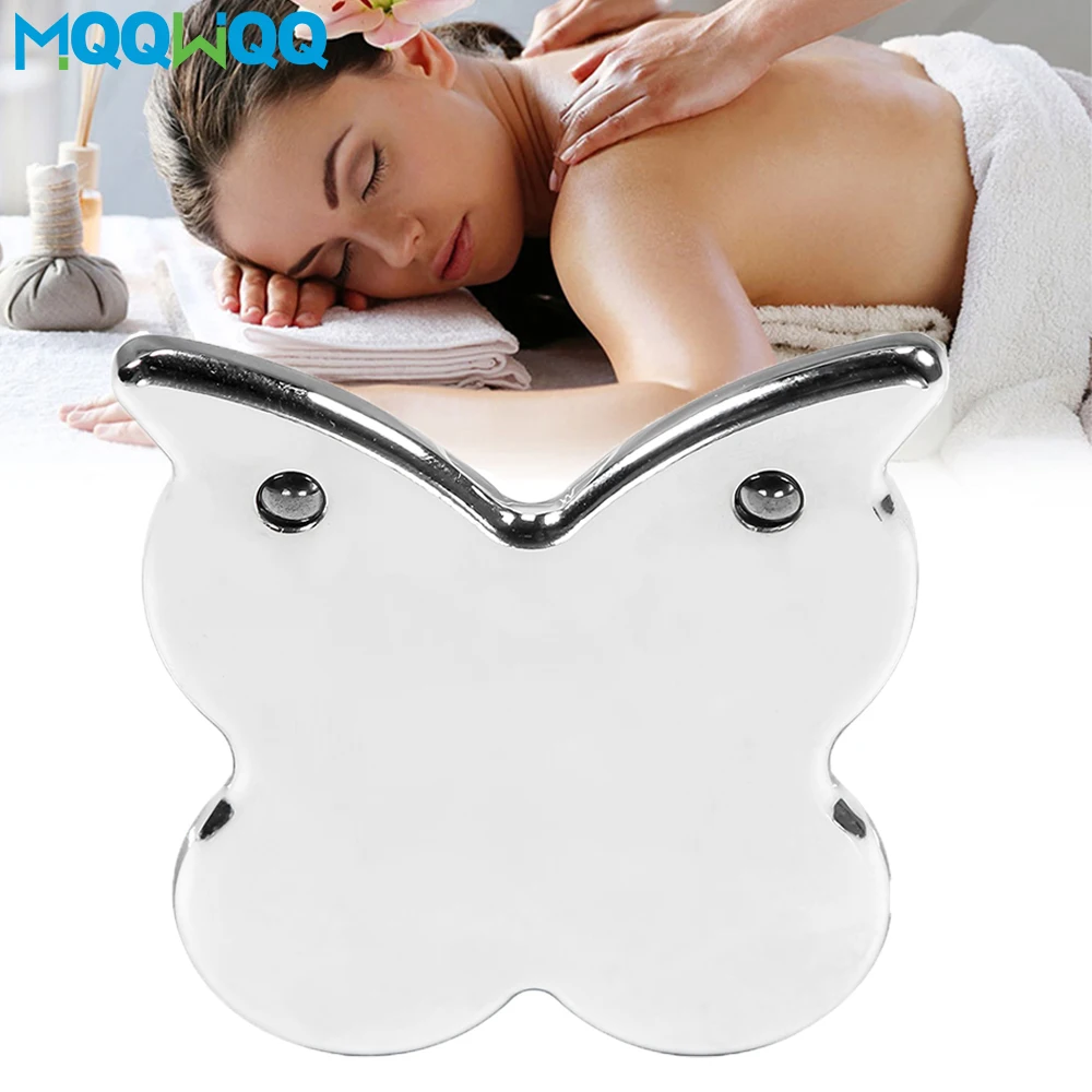 Gua Sha-herramientas faciales de acero inoxidable para cara, 1 piezas, Metal, para apretar la piel, masaje, herramienta de belleza para cuerpo, ojos, cuello