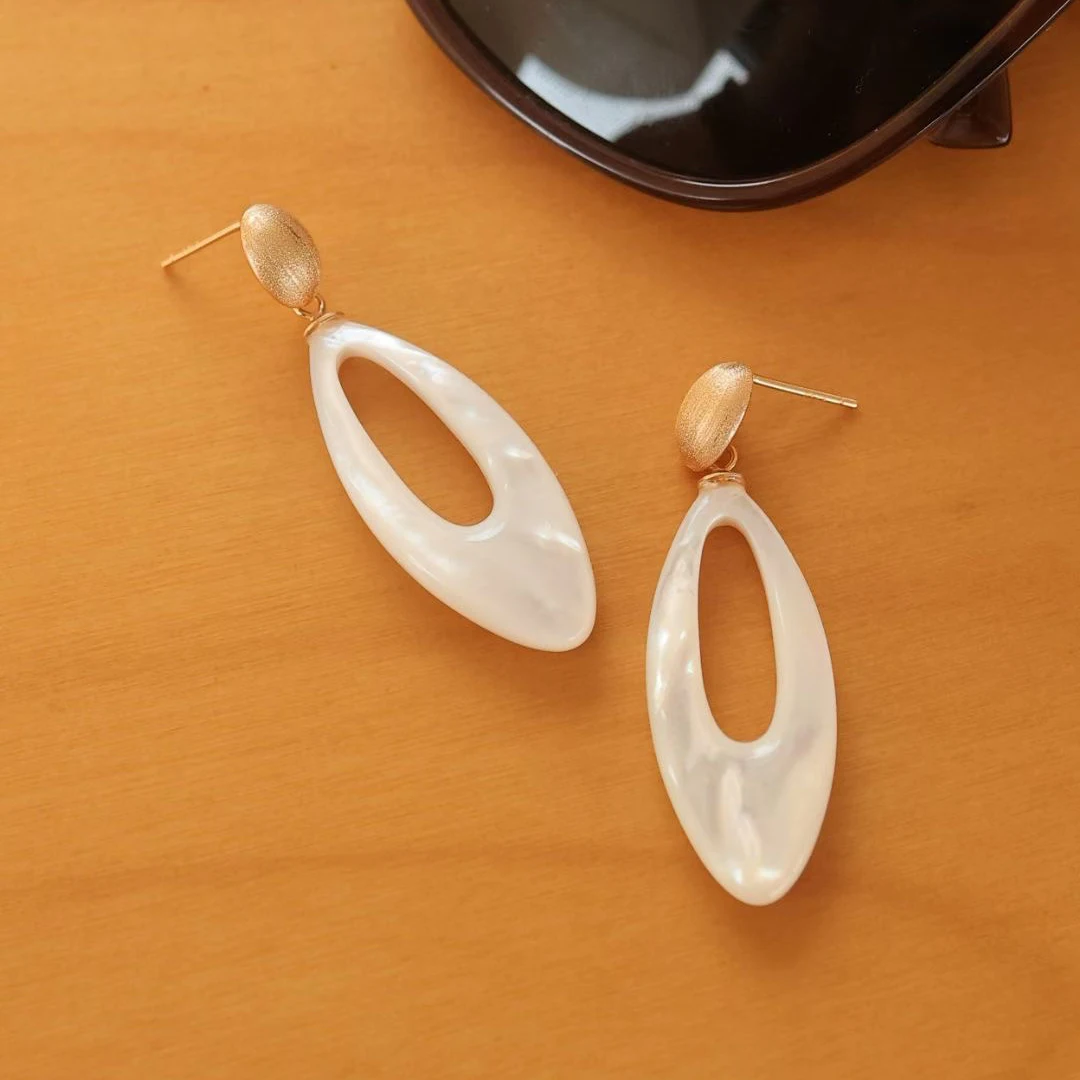 

Серьги Lady White Cowrie из стерлингового серебра 925 пробы с натуральным камнем, элитные женские украшения, высококачественные женские серьги